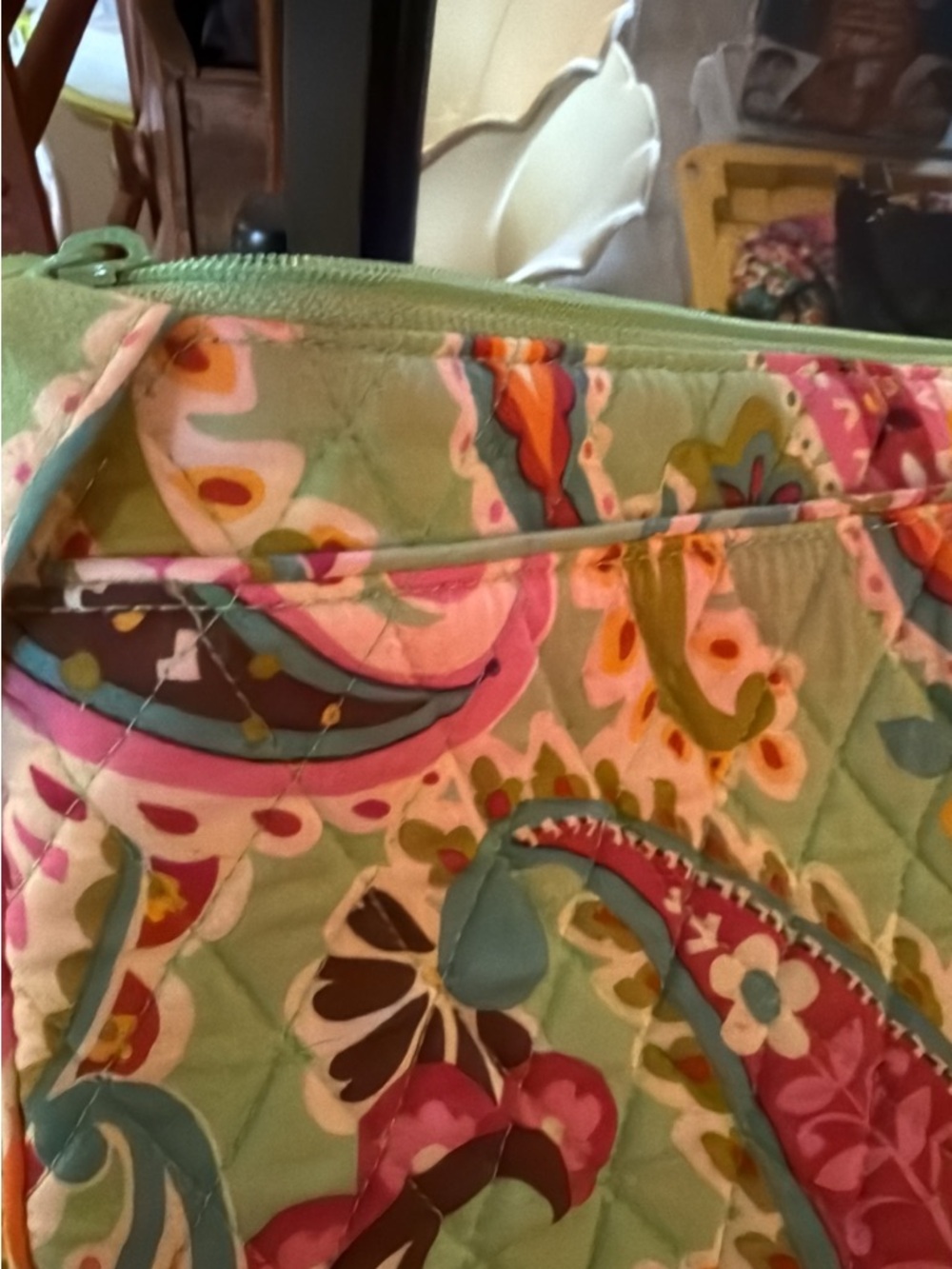 Quilted Vera Bradley Tutti Frutti Floral Mini Hipster Crossbody Bag in Green - Picture 2 of 5